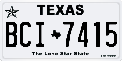 TX license plate BCI7415