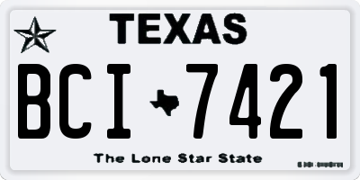 TX license plate BCI7421
