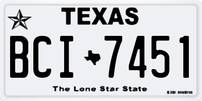 TX license plate BCI7451