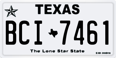TX license plate BCI7461