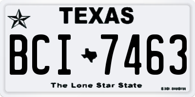 TX license plate BCI7463