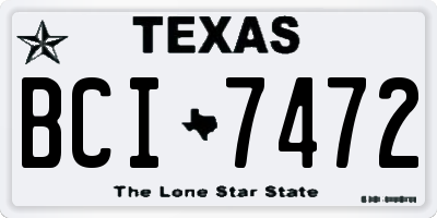 TX license plate BCI7472