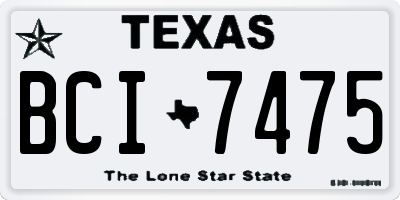 TX license plate BCI7475