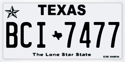 TX license plate BCI7477