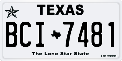 TX license plate BCI7481