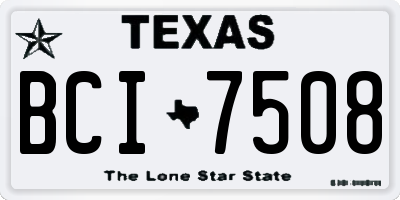 TX license plate BCI7508