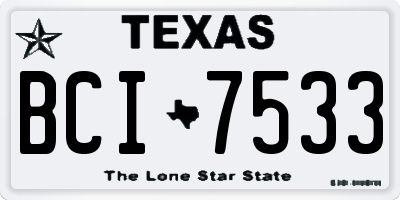 TX license plate BCI7533