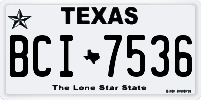 TX license plate BCI7536