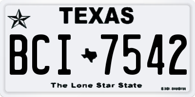 TX license plate BCI7542