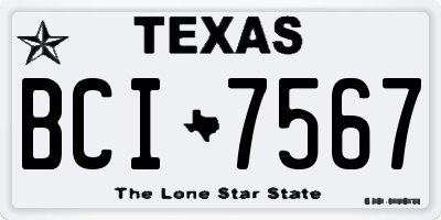TX license plate BCI7567
