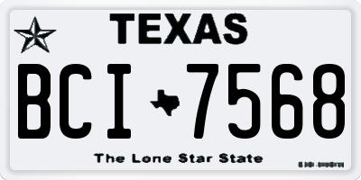 TX license plate BCI7568