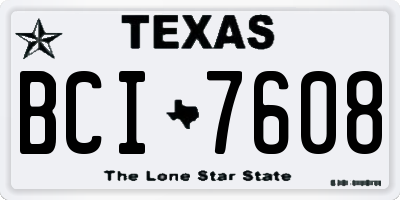 TX license plate BCI7608