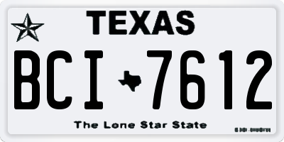 TX license plate BCI7612