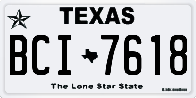 TX license plate BCI7618