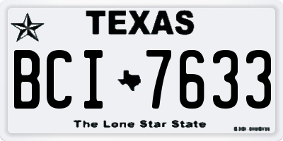 TX license plate BCI7633