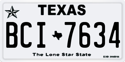 TX license plate BCI7634