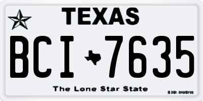 TX license plate BCI7635
