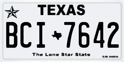 TX license plate BCI7642