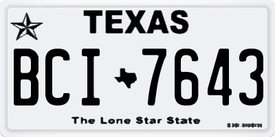 TX license plate BCI7643