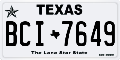 TX license plate BCI7649