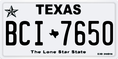 TX license plate BCI7650