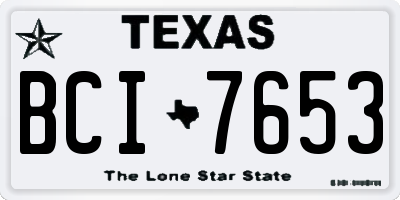 TX license plate BCI7653