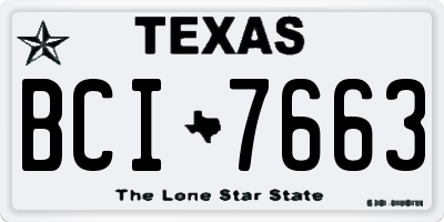 TX license plate BCI7663