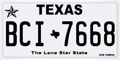 TX license plate BCI7668