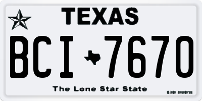 TX license plate BCI7670