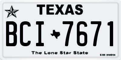 TX license plate BCI7671