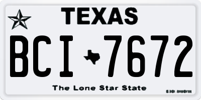 TX license plate BCI7672