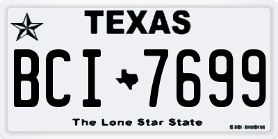 TX license plate BCI7699