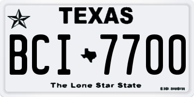 TX license plate BCI7700