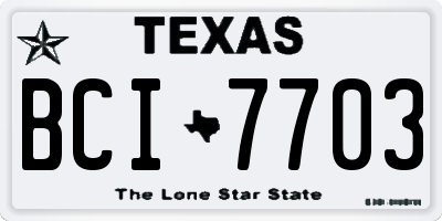 TX license plate BCI7703