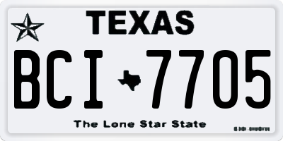 TX license plate BCI7705
