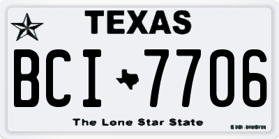 TX license plate BCI7706