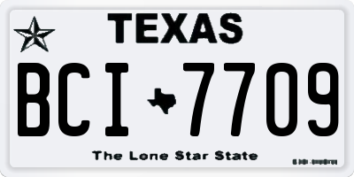 TX license plate BCI7709