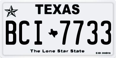TX license plate BCI7733