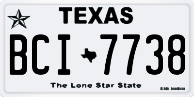TX license plate BCI7738