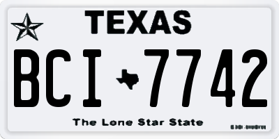 TX license plate BCI7742