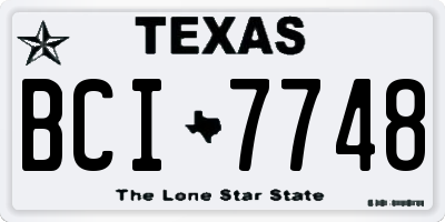 TX license plate BCI7748