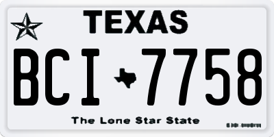 TX license plate BCI7758