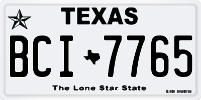 TX license plate BCI7765