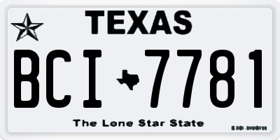 TX license plate BCI7781