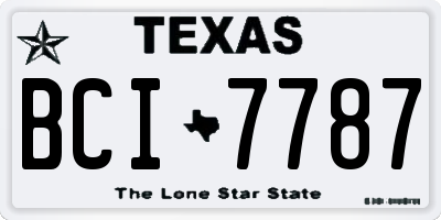 TX license plate BCI7787
