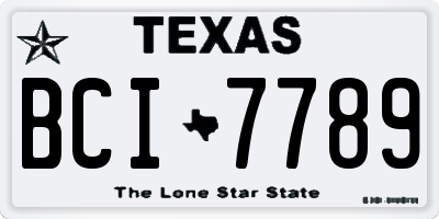 TX license plate BCI7789