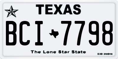 TX license plate BCI7798