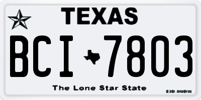 TX license plate BCI7803