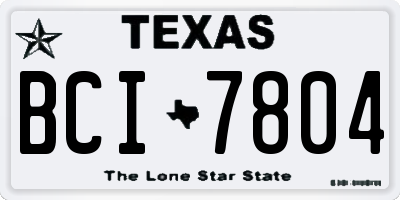 TX license plate BCI7804