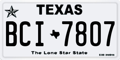 TX license plate BCI7807